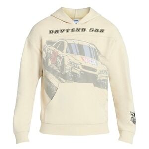 NASCAR Daytona 500 Graphic Hoodie Mens Small Light Birch Cream N1SN520 NEW